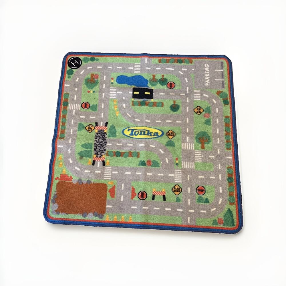 Tonka Kids Road Play Mat Rug Construction Truck Car Playroom Floor Rug 39x39”